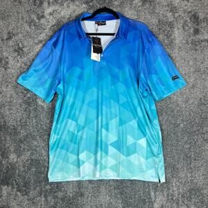 Yatta Golf Polo Shirt Mens XL Blue Argyle Performance Short Sleeve Lightweight